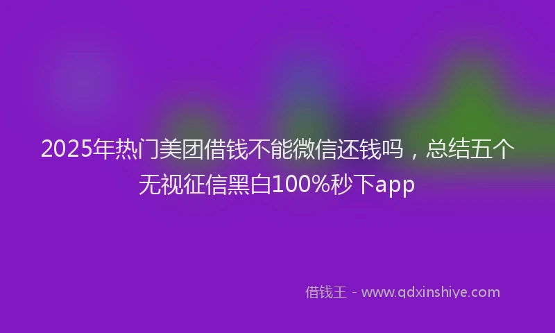 2025年热门美团借钱不能微信还钱吗,总结五个无视征信黑白100%秒下app