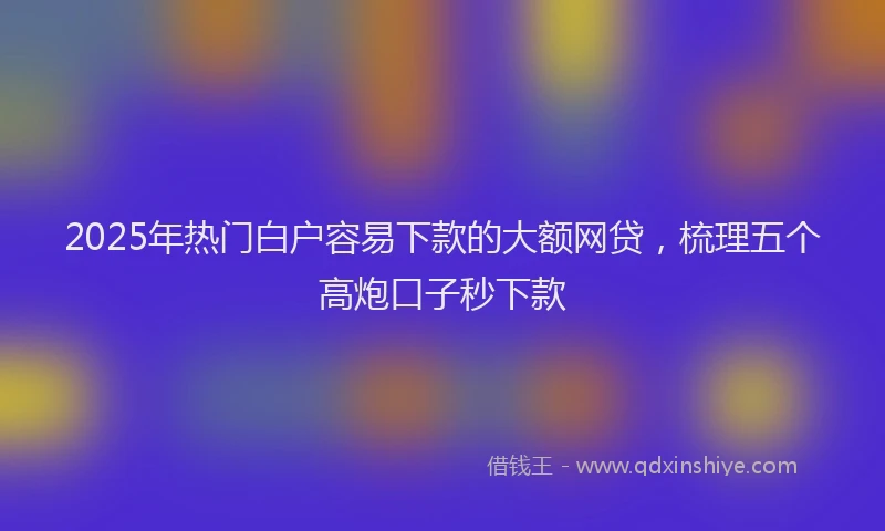 2025年热门白户容易下款的大额网贷,梳理五个高炮口子秒下款