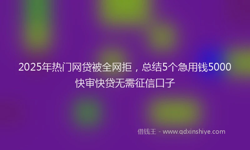 2025年热门网贷被全网拒，总结5个急用钱5000快审快贷无需征信口子