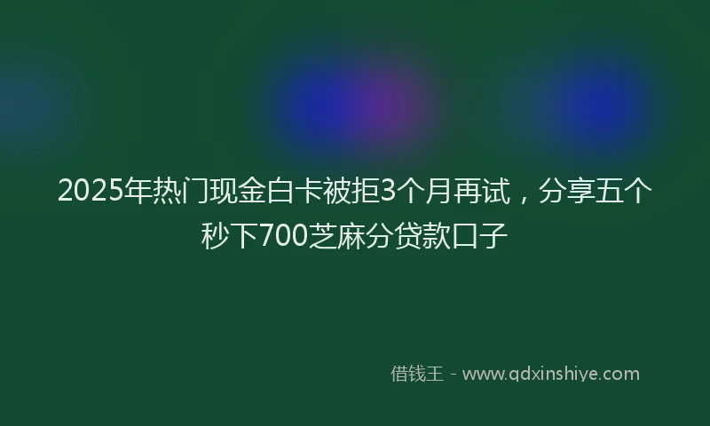 2025年热门现金白卡被拒3个月再试，分享五个秒下700芝麻分贷款口子