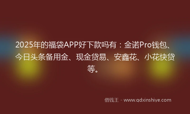 2025年的福袋APP好下款吗有：金诺Pro钱包、今日头条备用金、现金贷易、安鑫花、小花快贷等。