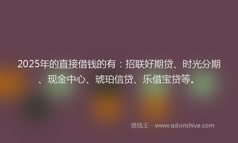2025年的直接借钱的有：招联好期贷、时光分期、现金中心、琥珀信贷、乐借宝贷等。
