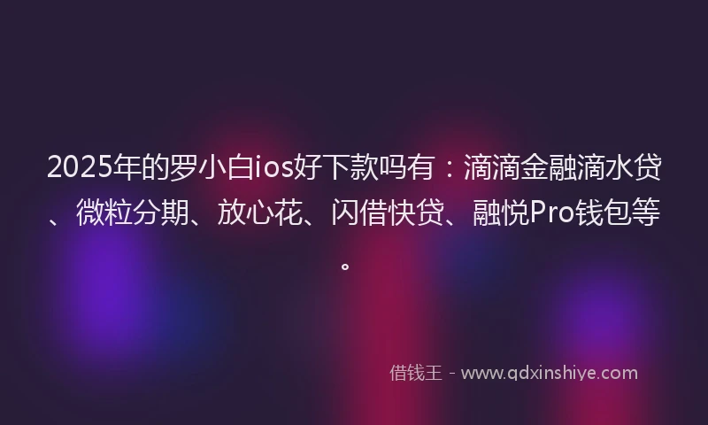 2025年的罗小白ios好下款吗有:滴滴金融滴水贷、微粒分期、放心花、闪借快贷、融悦Pro钱包等。