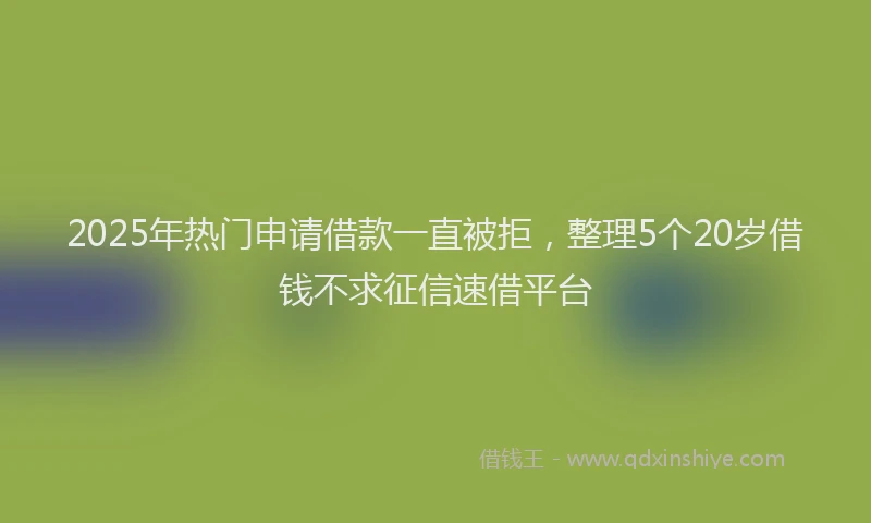 2025年热门申请借款一直被拒，整理5个20岁借钱不求征信速借平台