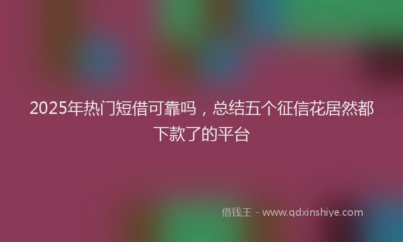 2025年热门短借可靠吗，总结五个征信花居然都下款了的平台