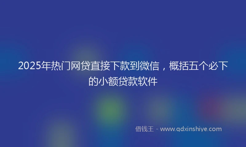 2025年热门网贷直接下款到微信，概括五个必下的小额贷款软件