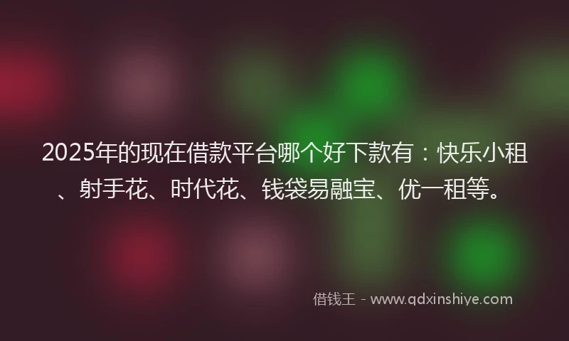 2025年的现在借款平台哪个好下款有:快乐小租、射手花、时代花、钱袋易融宝、优一租等。