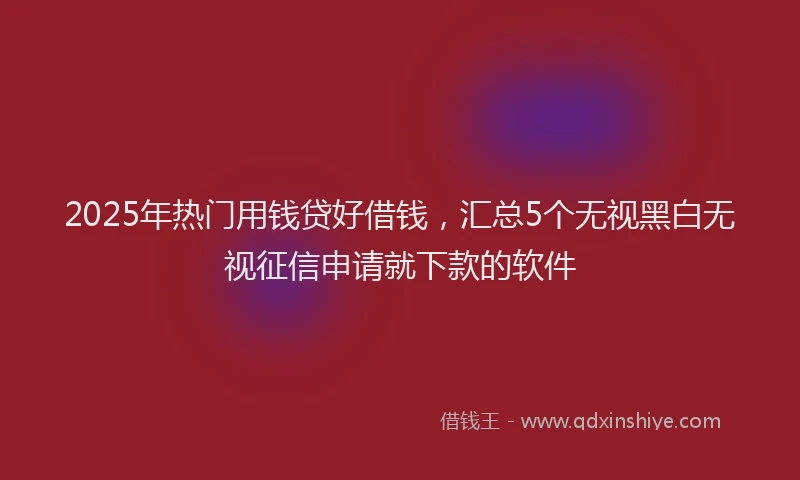 2025年热门用钱贷好借钱，汇总5个无视黑白无视征信申请就下款的软件