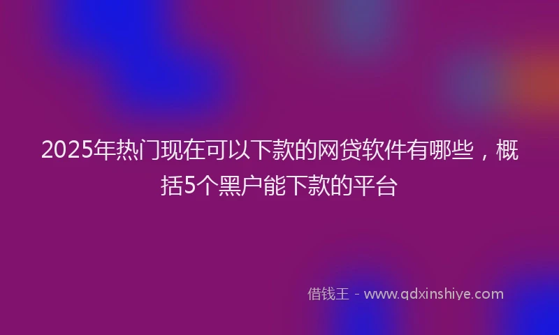 2025年热门现在可以下款的网贷软件有哪些，概括5个黑户能下款的平台