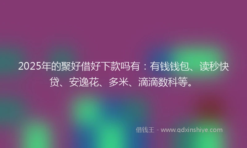 2025年的聚好借好下款吗有：有钱钱包、读秒快贷、安逸花、多米、滴滴数科等。