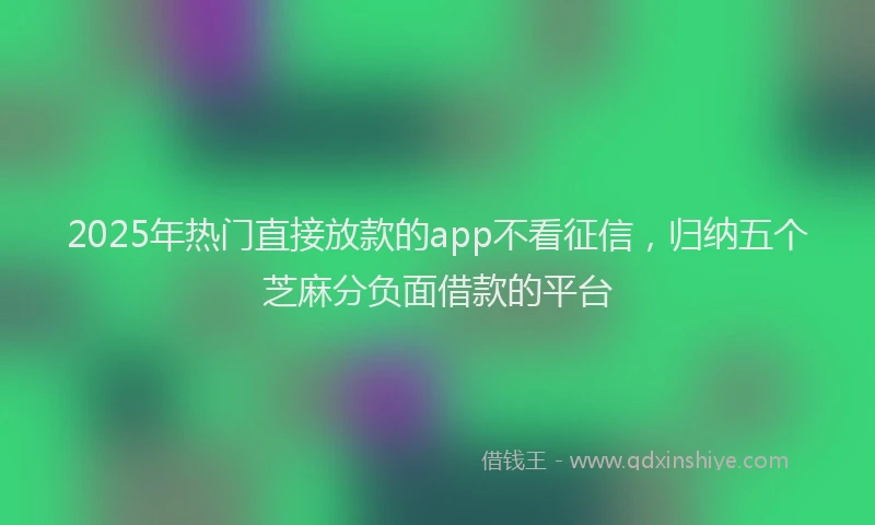 2025年热门直接放款的app不看征信,归纳五个芝麻分负面借款的平台