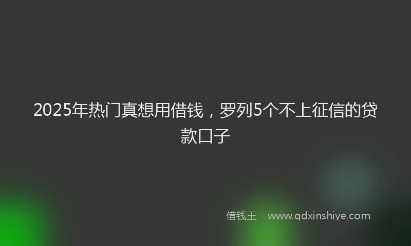 2025年热门真想用借钱,罗列5个不上征信的贷款口子