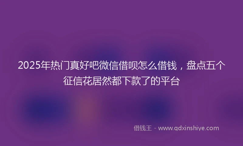 2025年热门真好吧微信借呗怎么借钱，盘点五个征信花居然都下款了的平台
