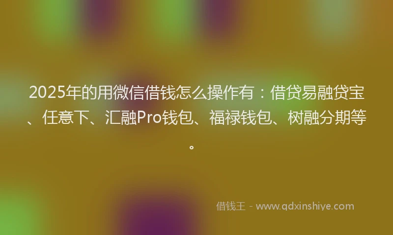 2025年的用微信借钱怎么操作有：借贷易融贷宝、任意下、汇融Pro钱包、福禄钱包、树融分期等。