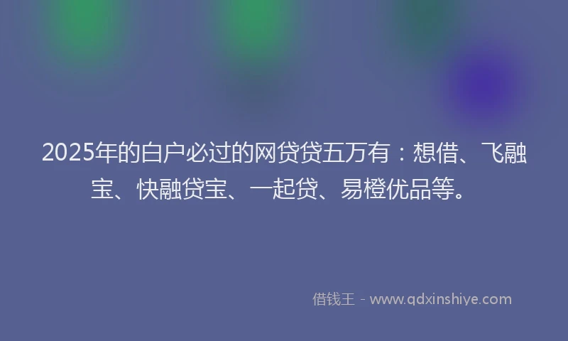 2025年的白户必过的网贷贷五万有：想借、飞融宝、快融贷宝、一起贷、易橙优品等。