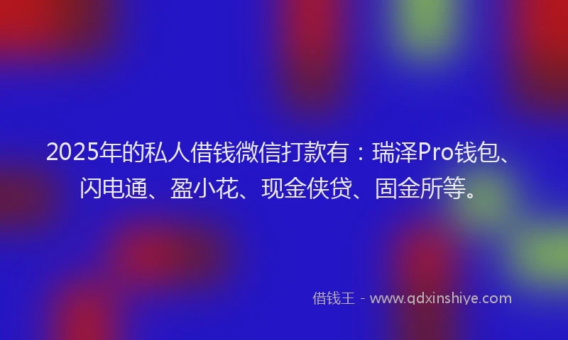2025年的私人借钱微信打款有：瑞泽Pro钱包、闪电通、盈小花、现金侠贷、固金所等。