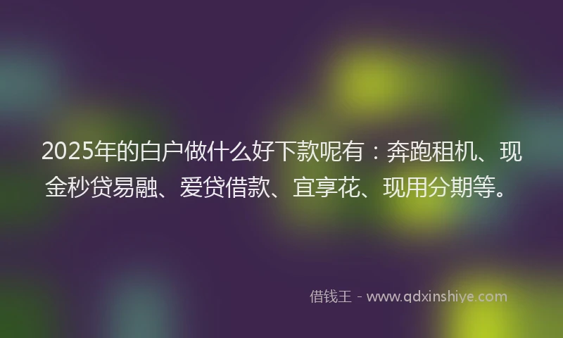 2025年的白户做什么好下款呢有：奔跑租机、现金秒贷易融、爱贷借款、宜享花、现用分期等。