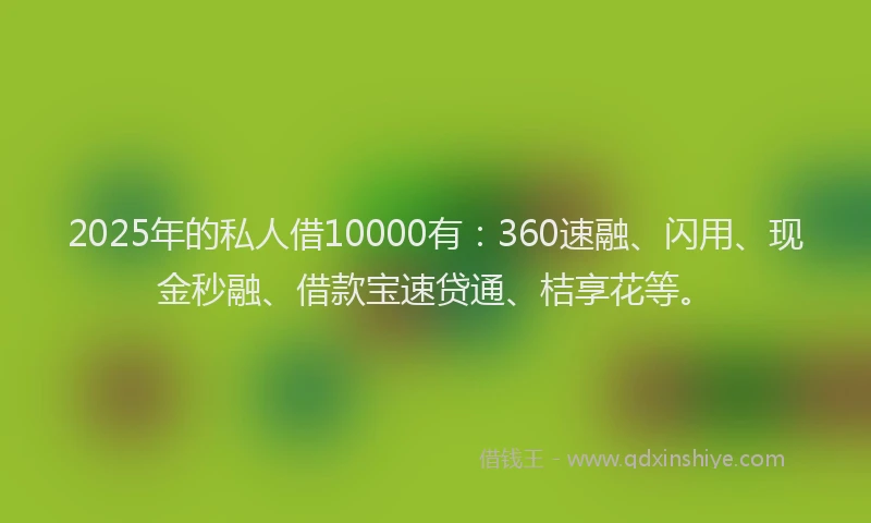 2025年的私人借10000有：360速融、闪用、现金秒融、借款宝速贷通、桔享花等。