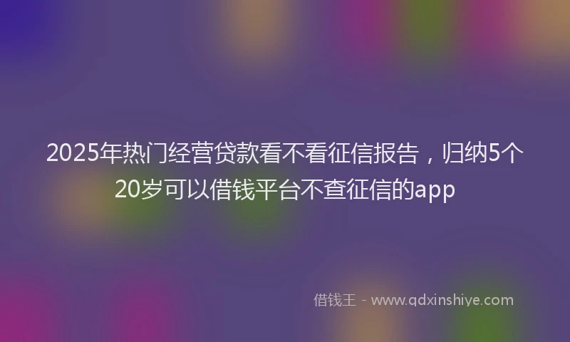 2025年热门经营贷款看不看征信报告,归纳5个20岁可以借钱平台不查征信的app