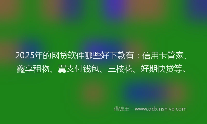 2025年的网贷软件哪些好下款有：信用卡管家、鑫享租物、翼支付钱包、三枝花、好期快贷等。