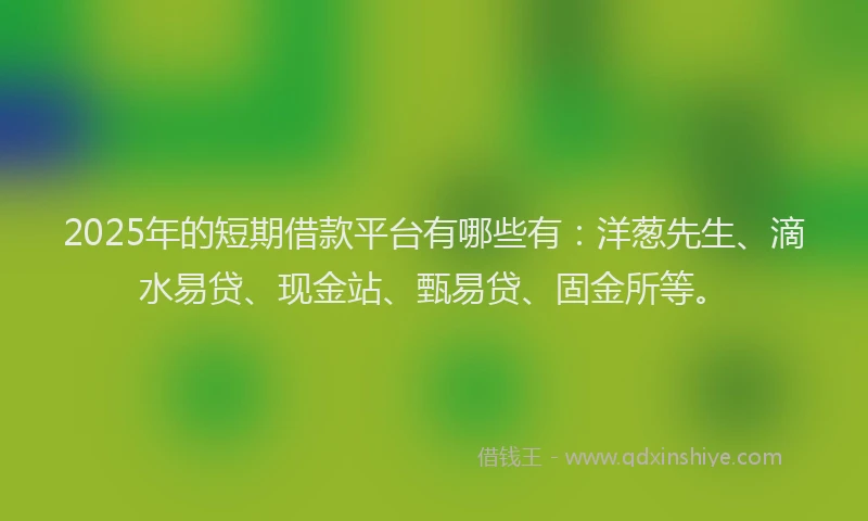 2025年的短期借款平台有哪些有:洋葱先生、滴水易贷、现金站、甄易贷、固金所等。