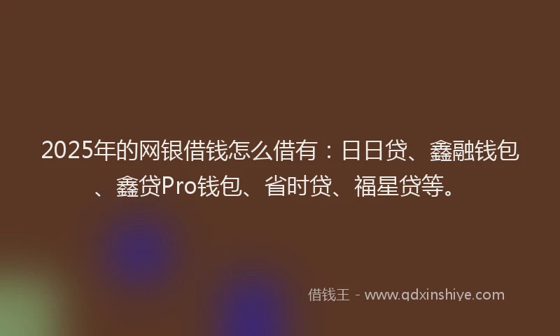 2025年的网银借钱怎么借有：日日贷、鑫融钱包、鑫贷Pro钱包、省时贷、福星贷等。