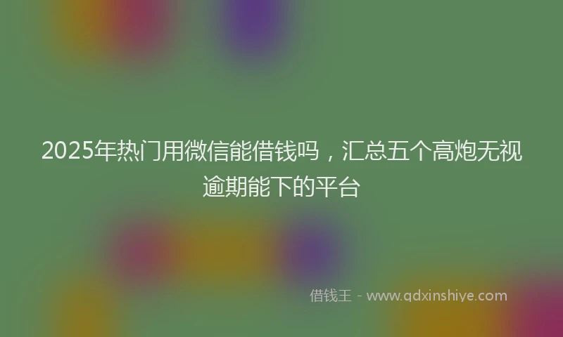 2025年热门用微信能借钱吗，汇总五个高炮无视逾期能下的平台
