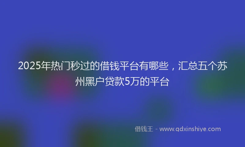 2025年热门秒过的借钱平台有哪些，汇总五个苏州黑户贷款5万的平台