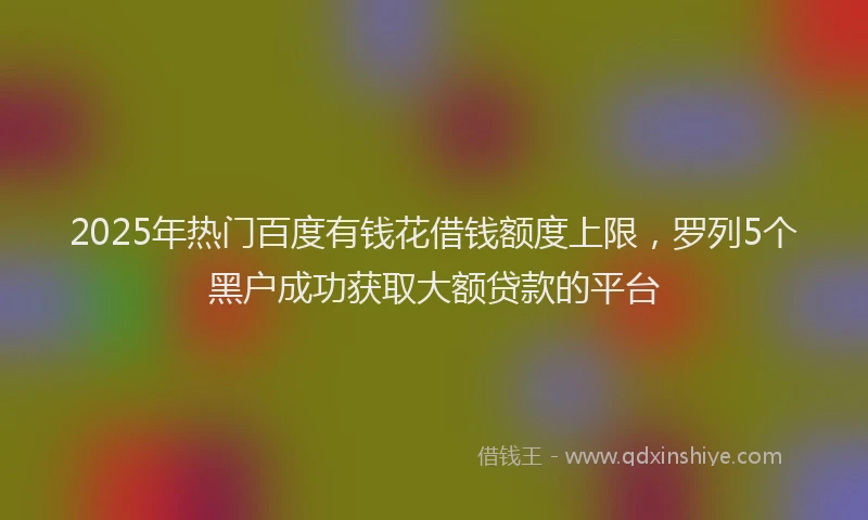 2025年热门百度有钱花借钱额度上限，罗列5个黑户成功获取大额贷款的平台