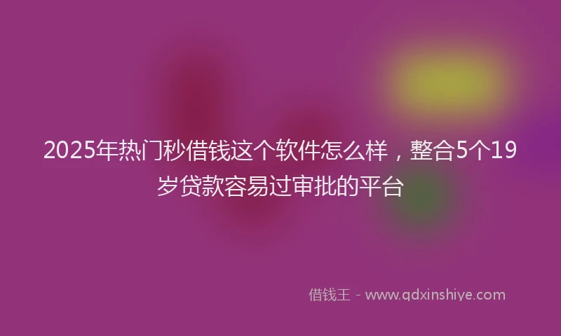2025年热门秒借钱这个软件怎么样，整合5个19岁贷款容易过审批的平台