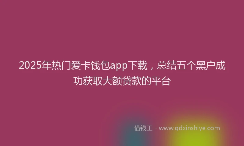 2025年热门爱卡钱包app下载，总结五个黑户成功获取大额贷款的平台