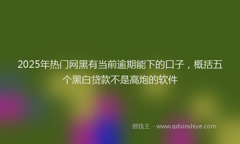 2025年热门网黑有当前逾期能下的口子，概括五个黑白贷款不是高炮的软件