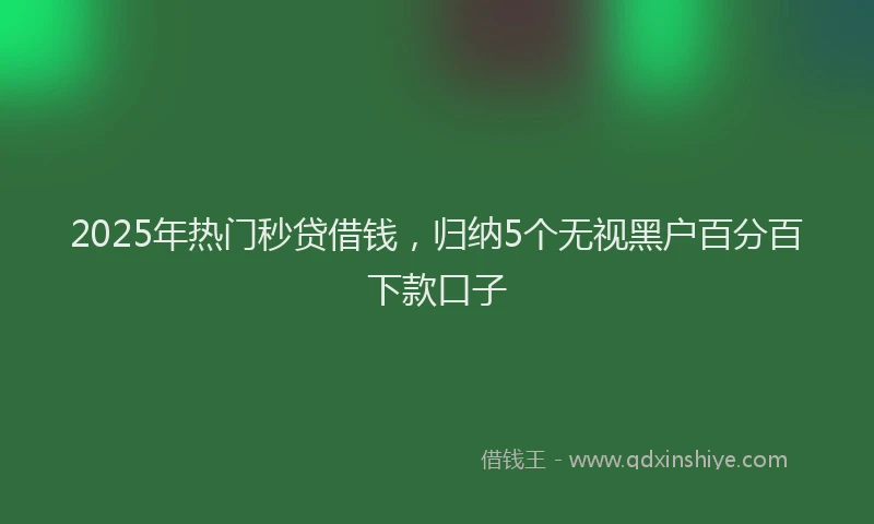 2025年热门秒贷借钱,归纳5个无视黑户百分百下款口子