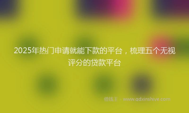 2025年热门申请就能下款的平台，梳理五个无视评分的贷款平台