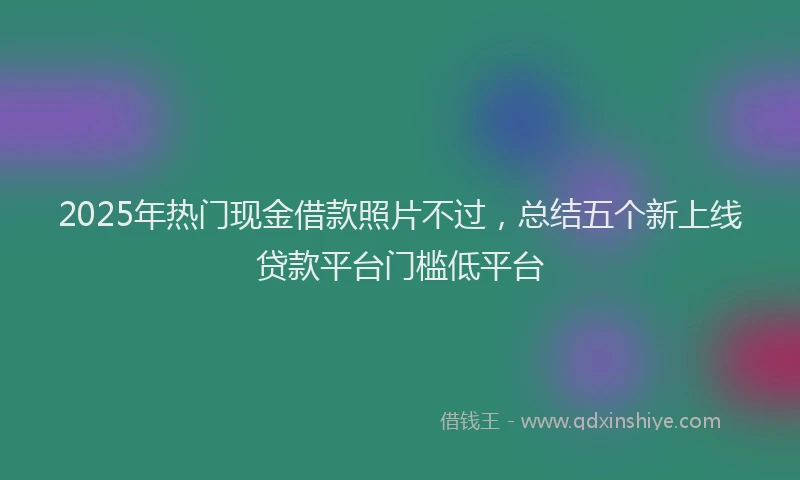 2025年热门现金借款照片不过,总结五个新上线贷款平台门槛低平台