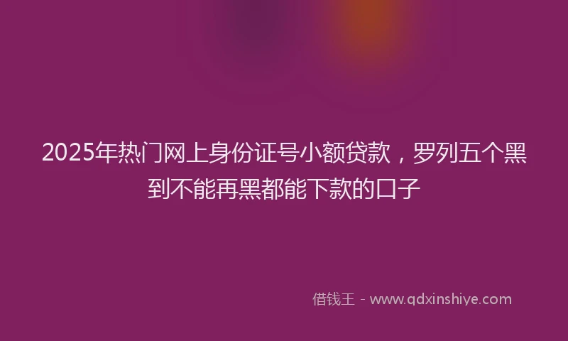 2025年热门网上身份证号小额贷款，罗列五个黑到不能再黑都能下款的口子