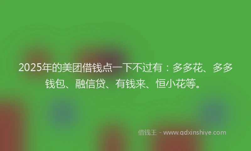 2025年的美团借钱点一下不过有：多多花、多多钱包、融信贷、有钱来、恒小花等。