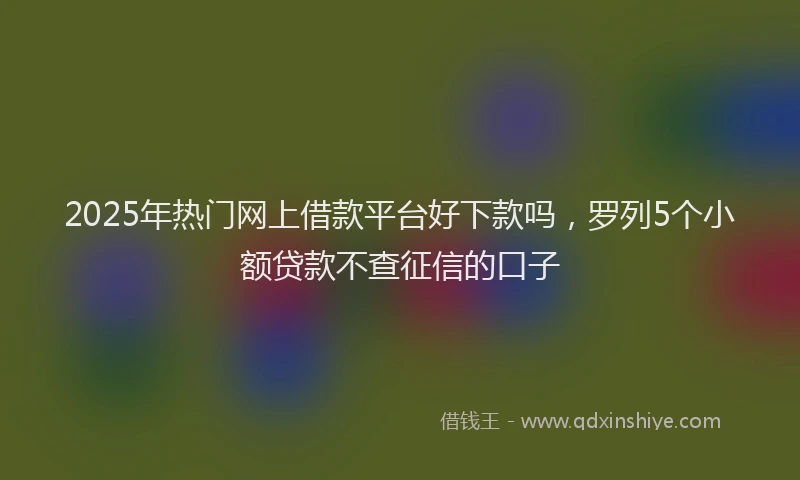 2025年热门网上借款平台好下款吗，罗列5个小额贷款不查征信的口子