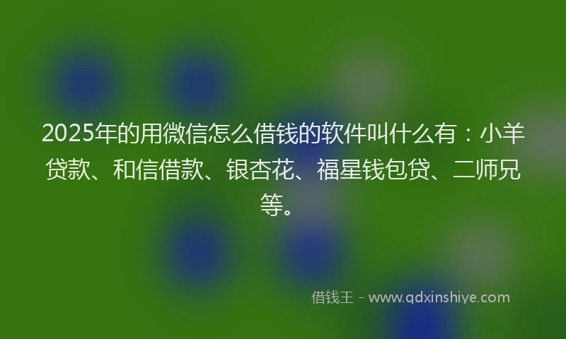 2025年的用微信怎么借钱的软件叫什么有：小羊贷款、和信借款、银杏花、福星钱包贷、二师兄等。