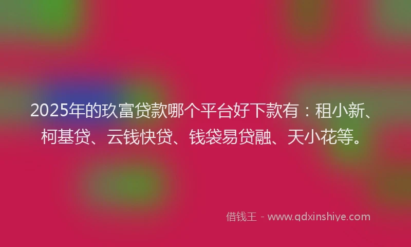 2025年的玖富贷款哪个平台好下款有：租小新、柯基贷、云钱快贷、钱袋易贷融、天小花等。