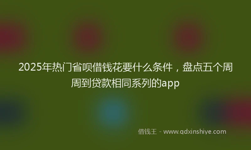 2025年热门省呗借钱花要什么条件，盘点五个周周到贷款相同系列的app