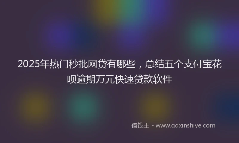 2025年热门秒批网贷有哪些,总结五个支付宝花呗逾期万元快速贷款软件