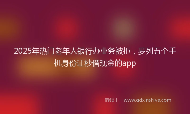 2025年热门老年人银行办业务被拒，罗列五个手机身份证秒借现金的app