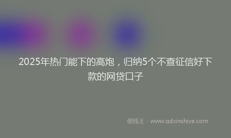 2025年热门能下的高炮，归纳5个不查征信好下款的网贷口子
