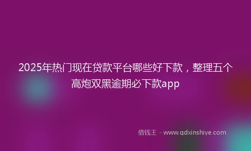 2025年热门现在贷款平台哪些好下款，整理五个高炮双黑逾期必下款app