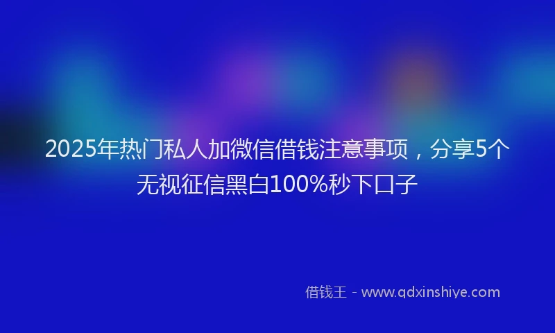 2025年热门私人加微信借钱注意事项,分享5个无视征信黑白100%秒下口子
