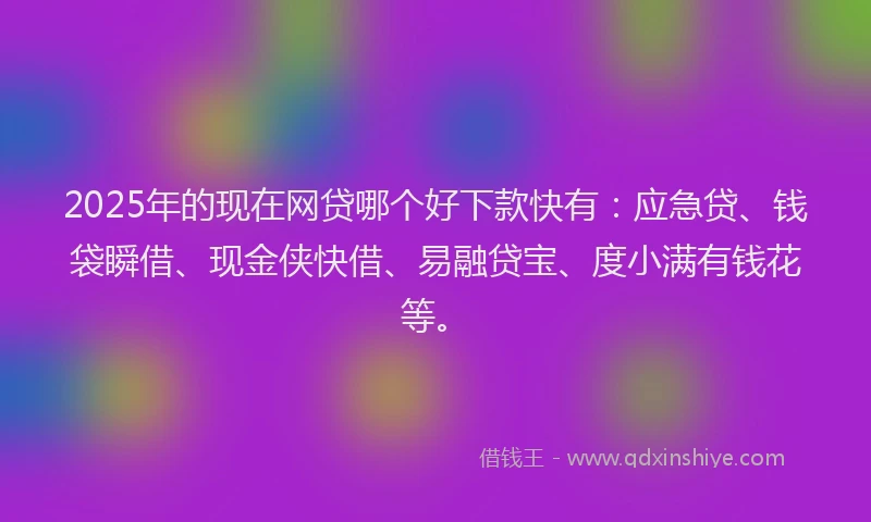 2025年的现在网贷哪个好下款快有：应急贷、钱袋瞬借、现金侠快借、易融贷宝、度小满有钱花等。