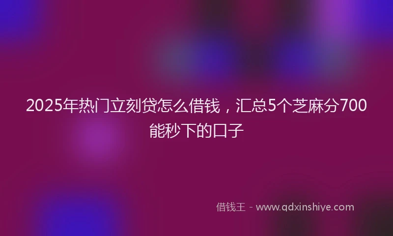 2025年热门立刻贷怎么借钱，汇总5个芝麻分700能秒下的口子
