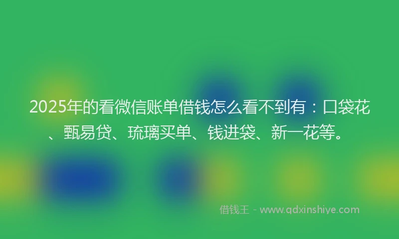 2025年的看微信账单借钱怎么看不到有：口袋花、甄易贷、琉璃买单、钱进袋、新一花等。