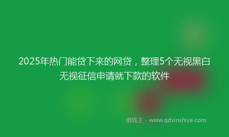 2025年热门能贷下来的网贷,整理5个无视黑白无视征信申请就下款的软件